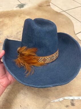 Vintage Lanning Denim Cowboy Hat | 100% Cotton | Size M